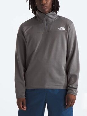 The North Face Cedar Trail Grid Fleece Quarter Zip Smoked Pearl Mens Large NWT